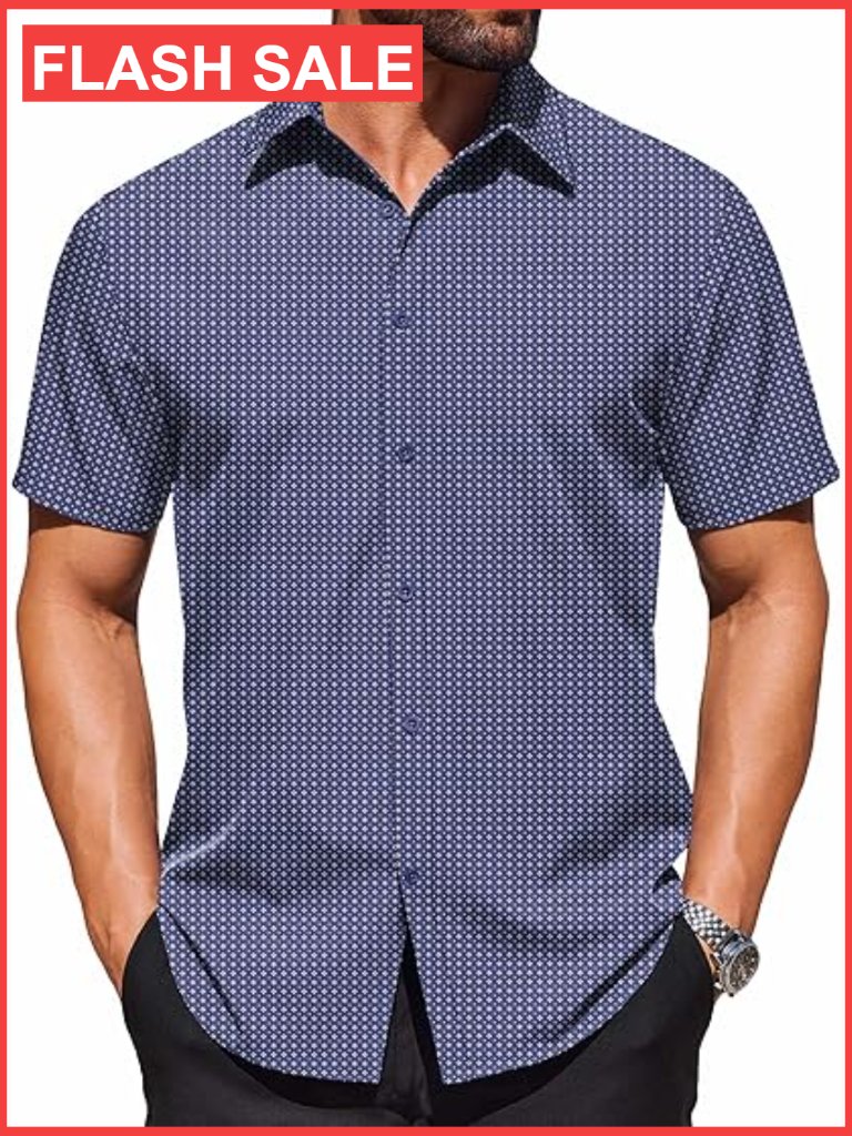 Wrinkle Free Dress Shirt Short Sleeve Button Down Business Casual